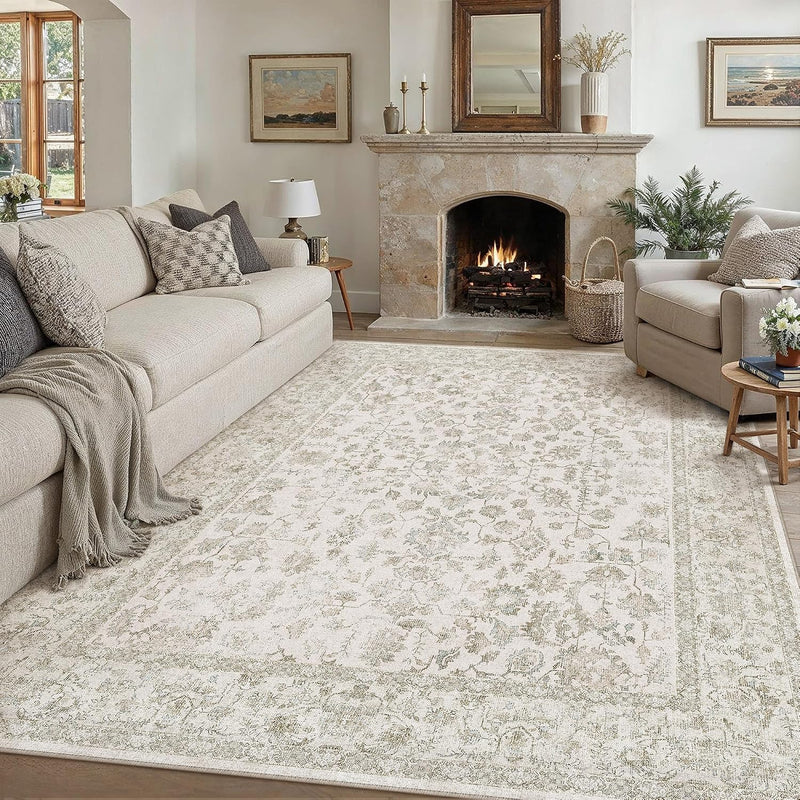Large Living Room Area Rug Vintage Washable