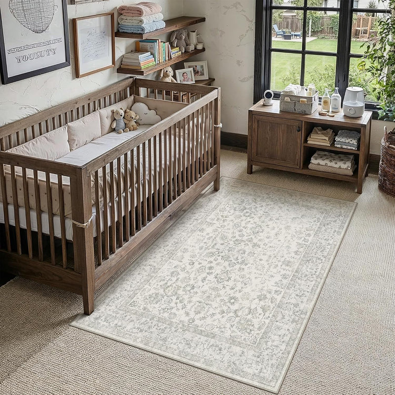 Large Living Room Area Rug Vintage Washable