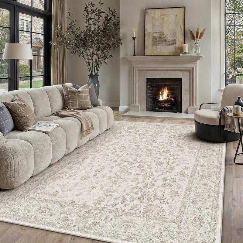 Large Living Room Area Rug Vintage Washable