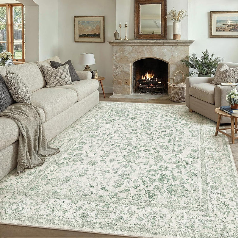 Large Living Room Area Rug Vintage Washable