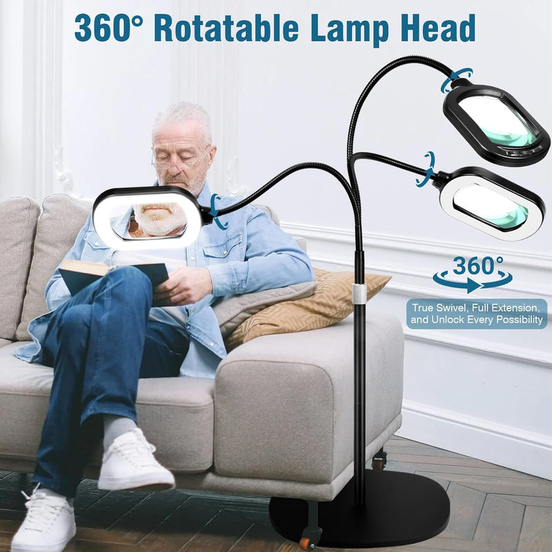 Large Magnifying Glass with Light and Stand