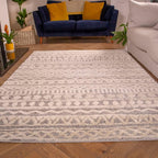 Large Modern Natural Diamond Trellis Rug Soft Hi-Low