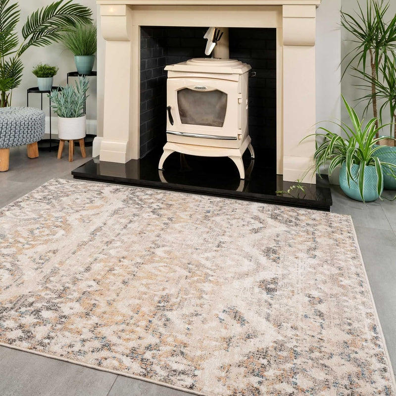 Large Modern Natural Diamond Trellis Rug Soft Hi-Low