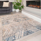 Large Modern Natural Diamond Trellis Rug Soft Hi-Low