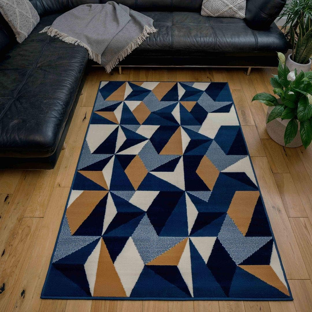 Large Modern Thick Geometric Area Rug Kaleidoscope Living