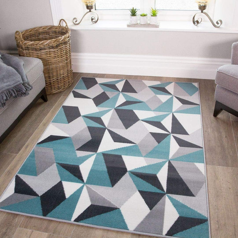 Large Modern Thick Geometric Area Rug Kaleidoscope Living