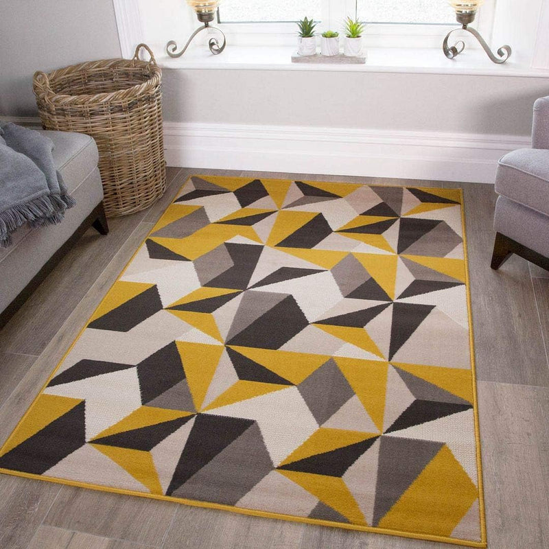 Large Modern Thick Geometric Area Rug Kaleidoscope Living