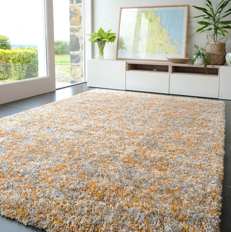 Large Ochre Fluffy Shaggy Shag Carpet Rug Affordable
