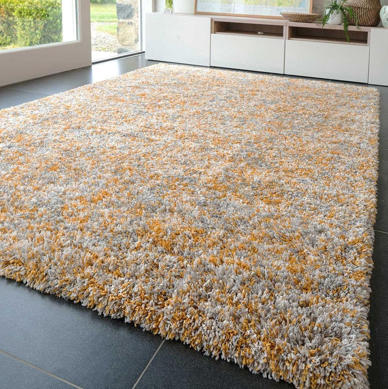 Large Ochre Fluffy Shaggy Shag Carpet Rug Affordable
