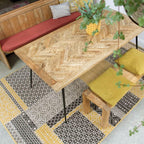 Large Ochre Mustard Patchwork Squares Traditional Big Extra
