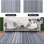 Large Outdoor Rug for Patios Waterproof Anti-Slip Reversible