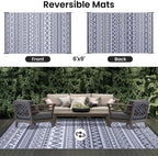 Large Outdoor Rug for Patios Waterproof Anti-Slip Reversible