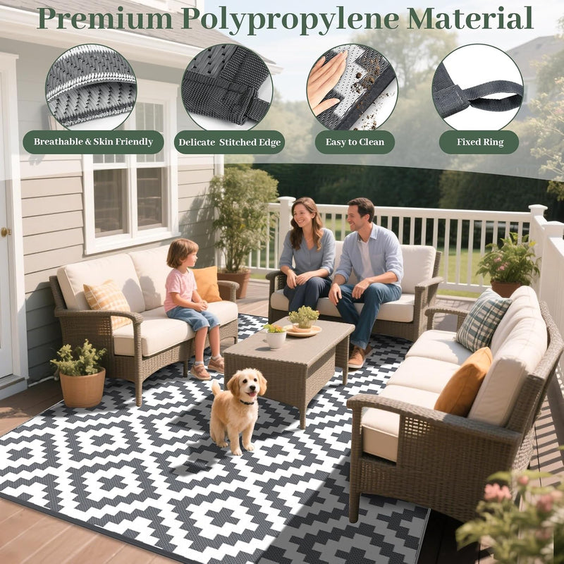 Large Outdoor Rug for Patios Waterproof Garden