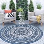 Large Outdoor Rug Round Waterproof Reversible Garden