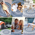 Large Outdoor Rug Round Waterproof Reversible Garden
