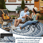 Large Outdoor Rug Round Waterproof Reversible Garden