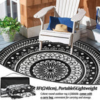 Large Outdoor Rug Round Waterproof Reversible Garden