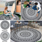 Large Outdoor Rug Round Waterproof Reversible Garden