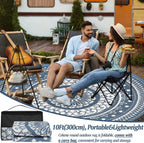Large Outdoor Rug Round Waterproof Reversible Garden