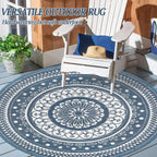 Large Outdoor Rug Round Waterproof Reversible Garden