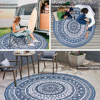 Large Outdoor Rug Round Waterproof Reversible Garden