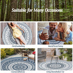 Large Outdoor Rug Round Waterproof Reversible Garden