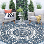Large Outdoor Rug Round Waterproof Reversible Garden