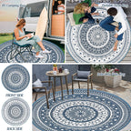 Large Outdoor Rug Round Waterproof Reversible Garden