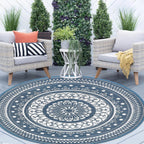 Large Outdoor Rug Round Waterproof Reversible Garden