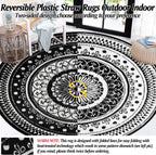 Large Outdoor Rug Round Waterproof Reversible Garden