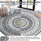 Large Outdoor Rug Round Waterproof Reversible Garden