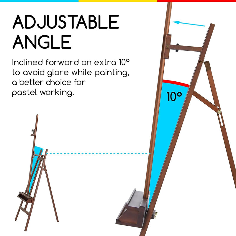 Large Painters Easel Adjustable Solid Beech Wood Artist