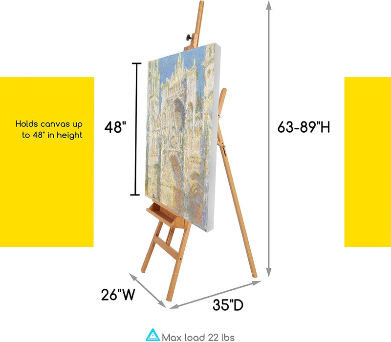 Large Painters Easel Adjustable Solid Beech Wood Artist