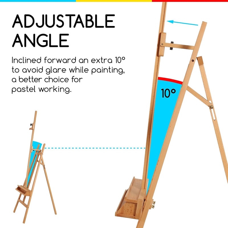 Large Painters Easel Adjustable Solid Beech Wood Artist