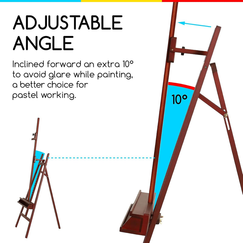 Large Painters Easel Adjustable Solid Beech Wood Artist