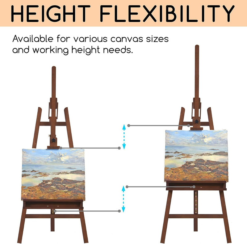 Large Painters Easel Adjustable Solid Beech Wood Artist