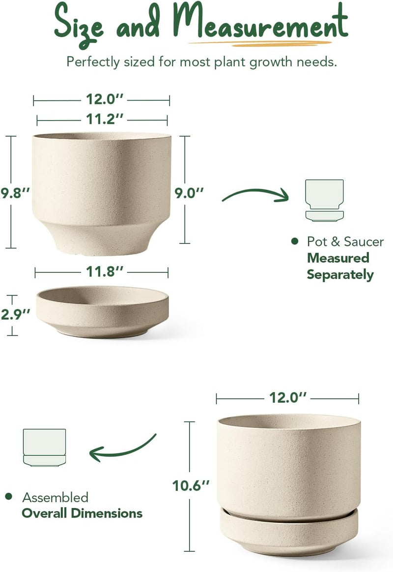 Large Plant Pot with Saucer Ceramic