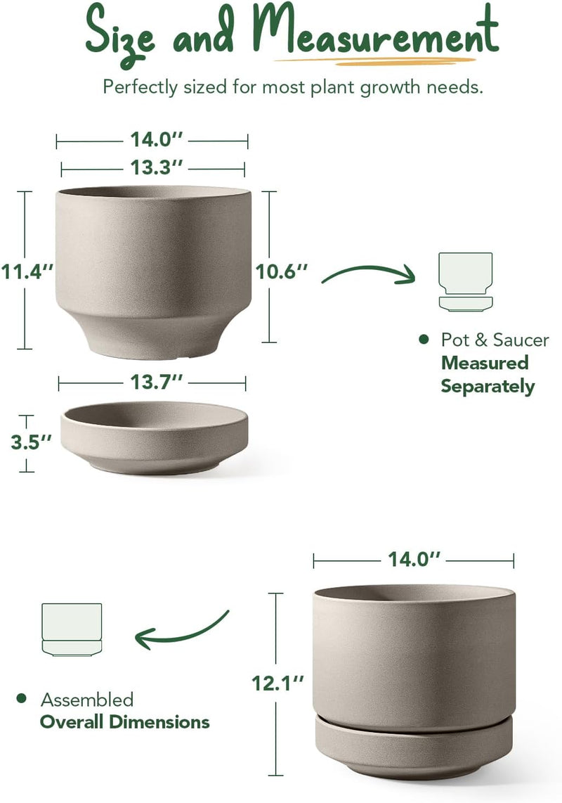 Large Plant Pot with Saucer Ceramic