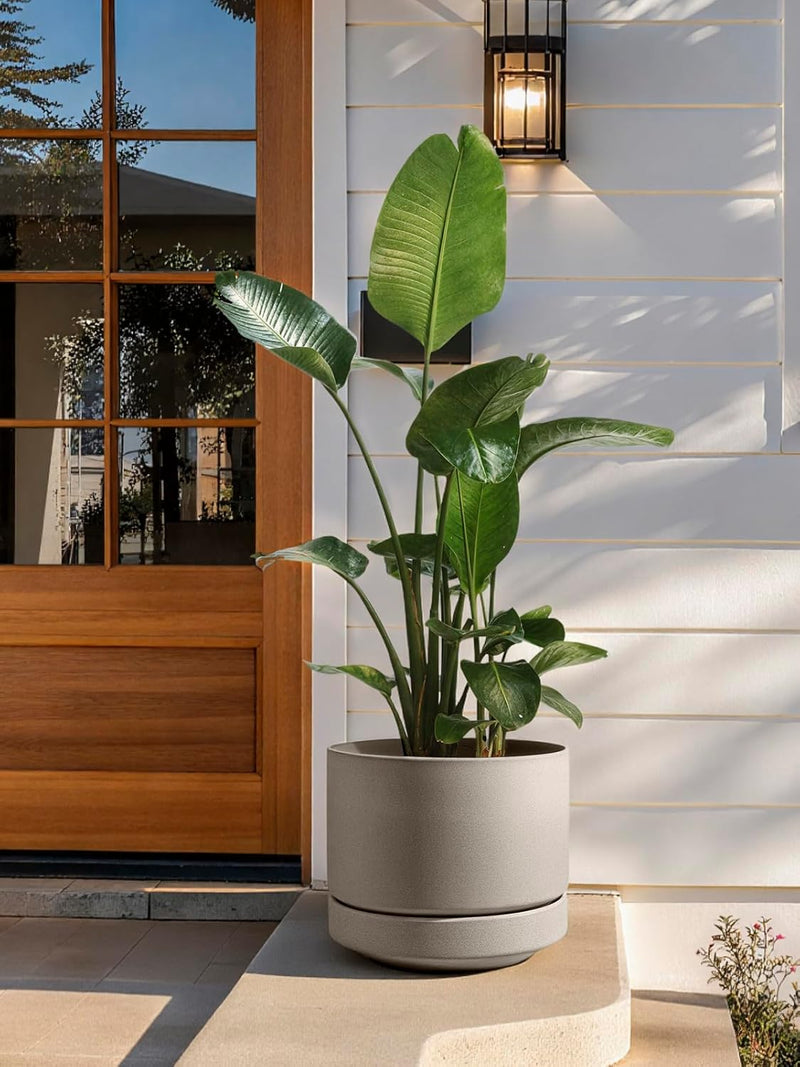 Large Plant Pot with Saucer Ceramic