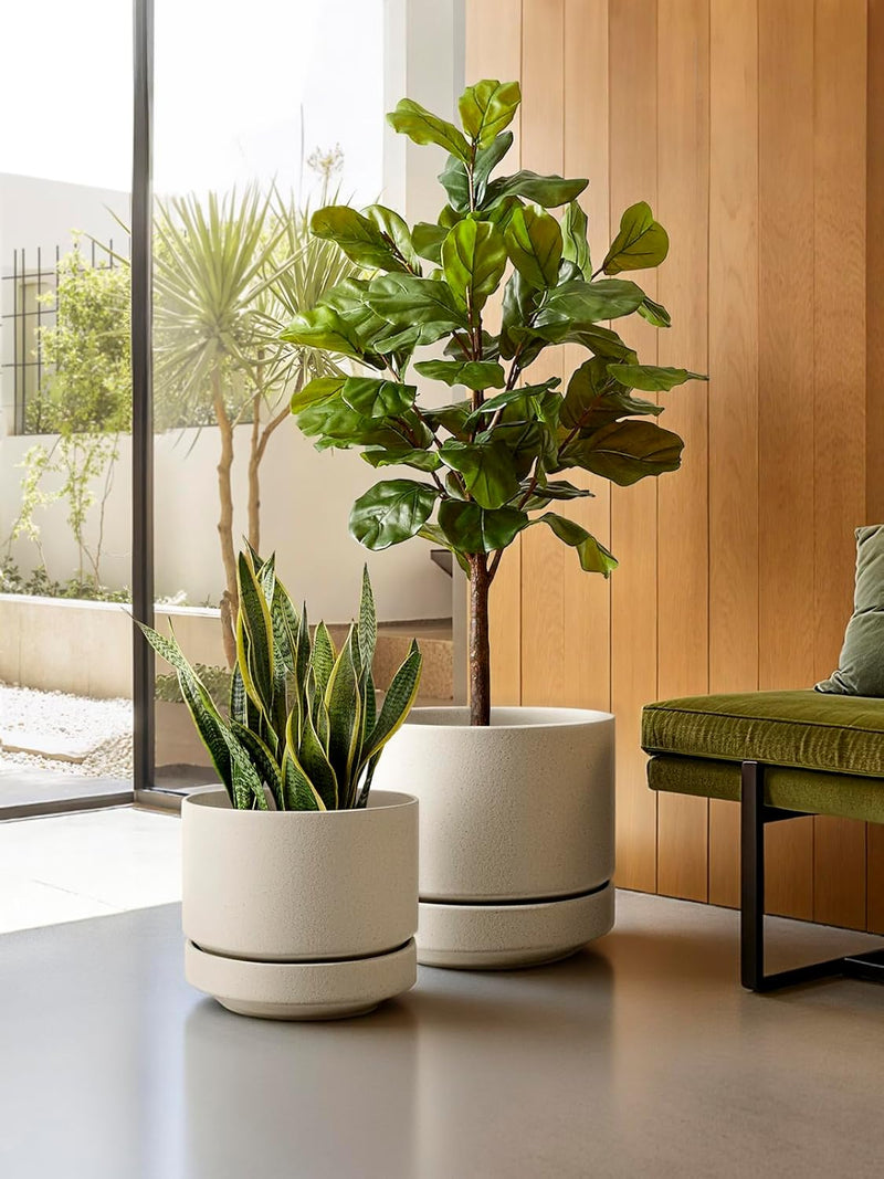 Large Plant Pot with Saucer Ceramic