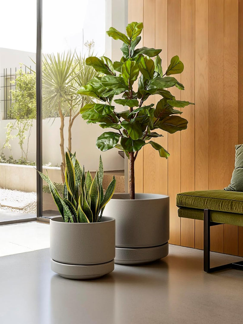Large Plant Pot with Saucer Ceramic