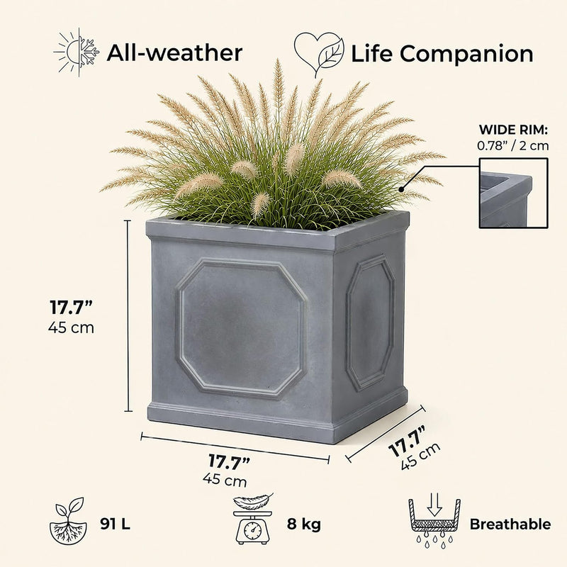 Large Plant Pots Square Planter Reinforced Stone