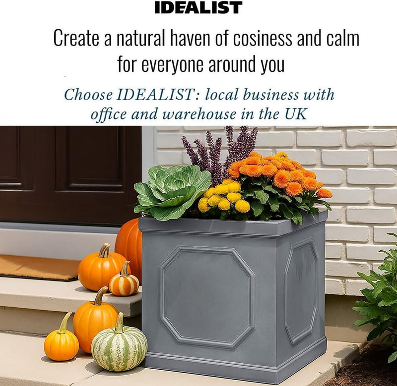 Large Plant Pots Square Planter Reinforced Stone (1 Pack)