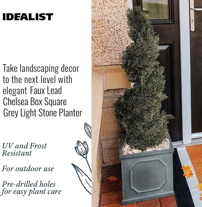 Large Plant Pots Square Planter Reinforced Stone (1 Pack)