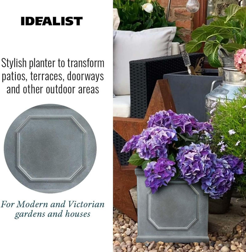 Large Plant Pots Square Planter Reinforced Stone (1 Pack)