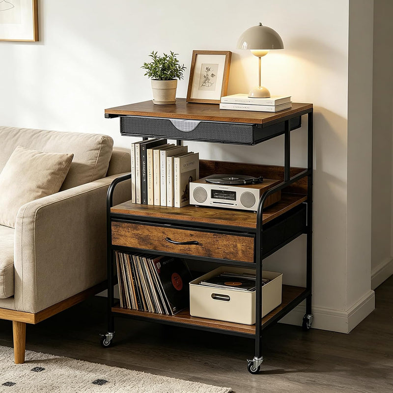 Large Printer Stand with Storage Drawer and Wheels