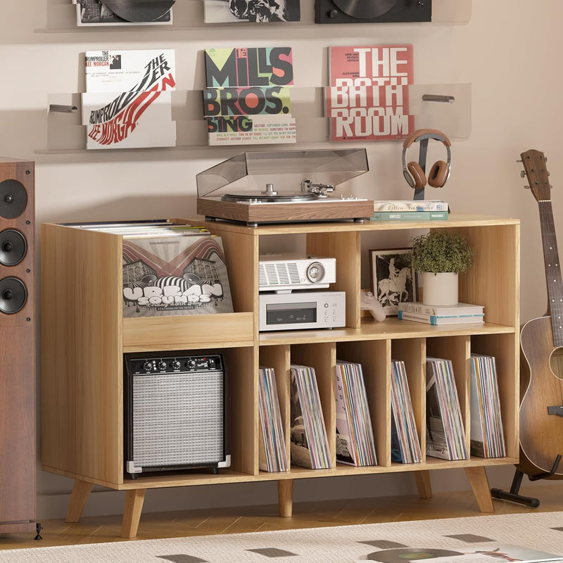Large Record Player Stand Turntable with Storage Vinyl