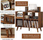 Large Record Player Stand Turntable with Storage Vinyl