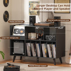 Large Record Player Stand Turntable with Storage Vinyl