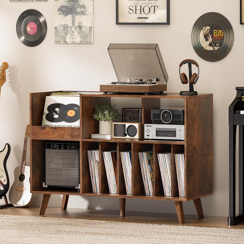 Large Record Player Stand Turntable with Storage Vinyl